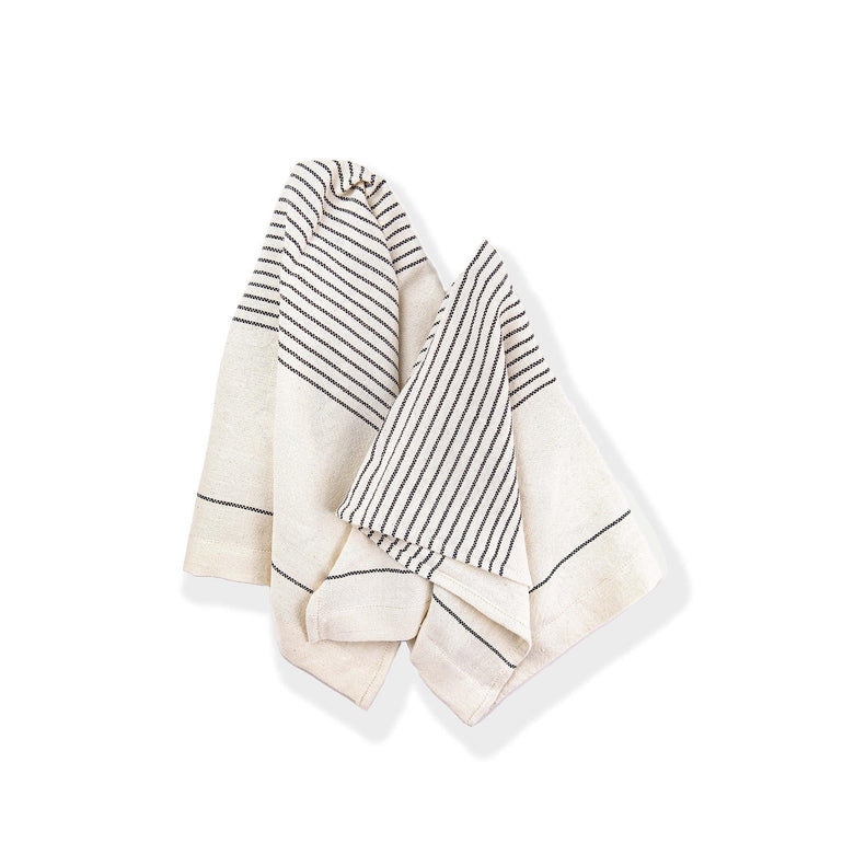 Abuna Woven Kitchen Towel Set 2 Black