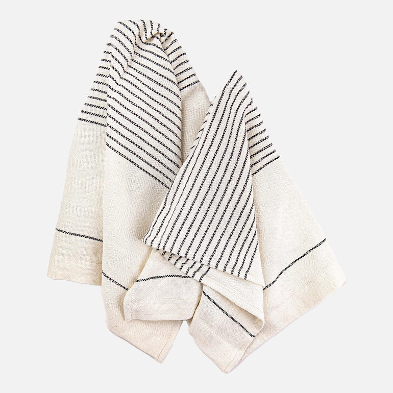 Abuna Woven Kitchen Towel Set 2 Black