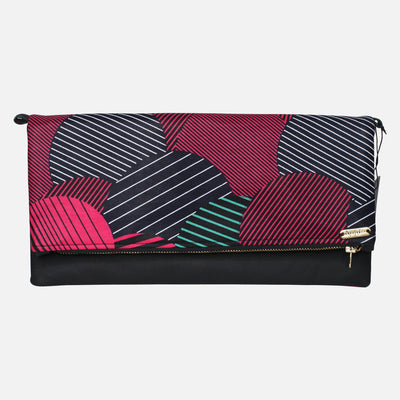 Ankara Clutch - Black Red Stripe - 54kibo