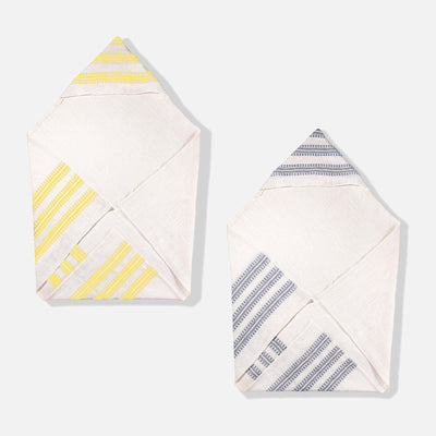 Baby Hooded Bath Towel Set 2 Gray Yellow - 54kibo