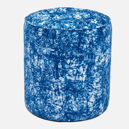 Batik Indigo Blue Velvet Ottoman - 54kibo