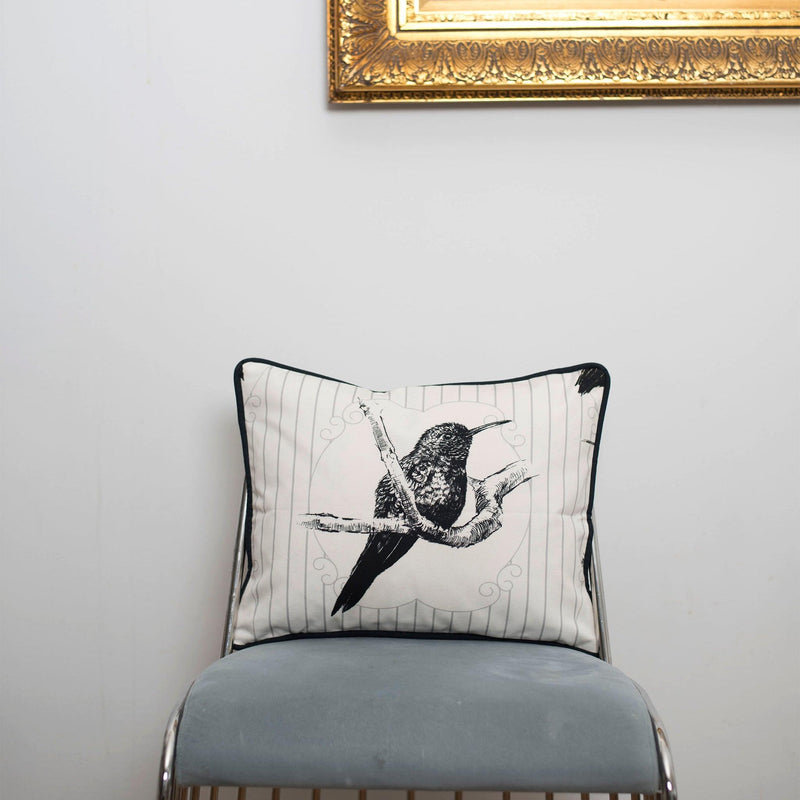 Bird Modern Coastal Pillow on a gray chair - 54kibo