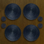 Black Placemats and Coasters 8 Set - 54kibo