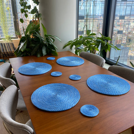 Blue Natural Placemats and Coasters 8 Set - 54kibo