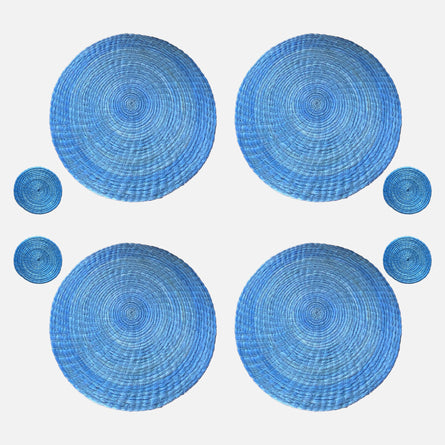 Blue Natural Placemats and Coasters 8 Set - 54kibo