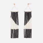 Chain Link Earrings Beaded Black - 54kibo