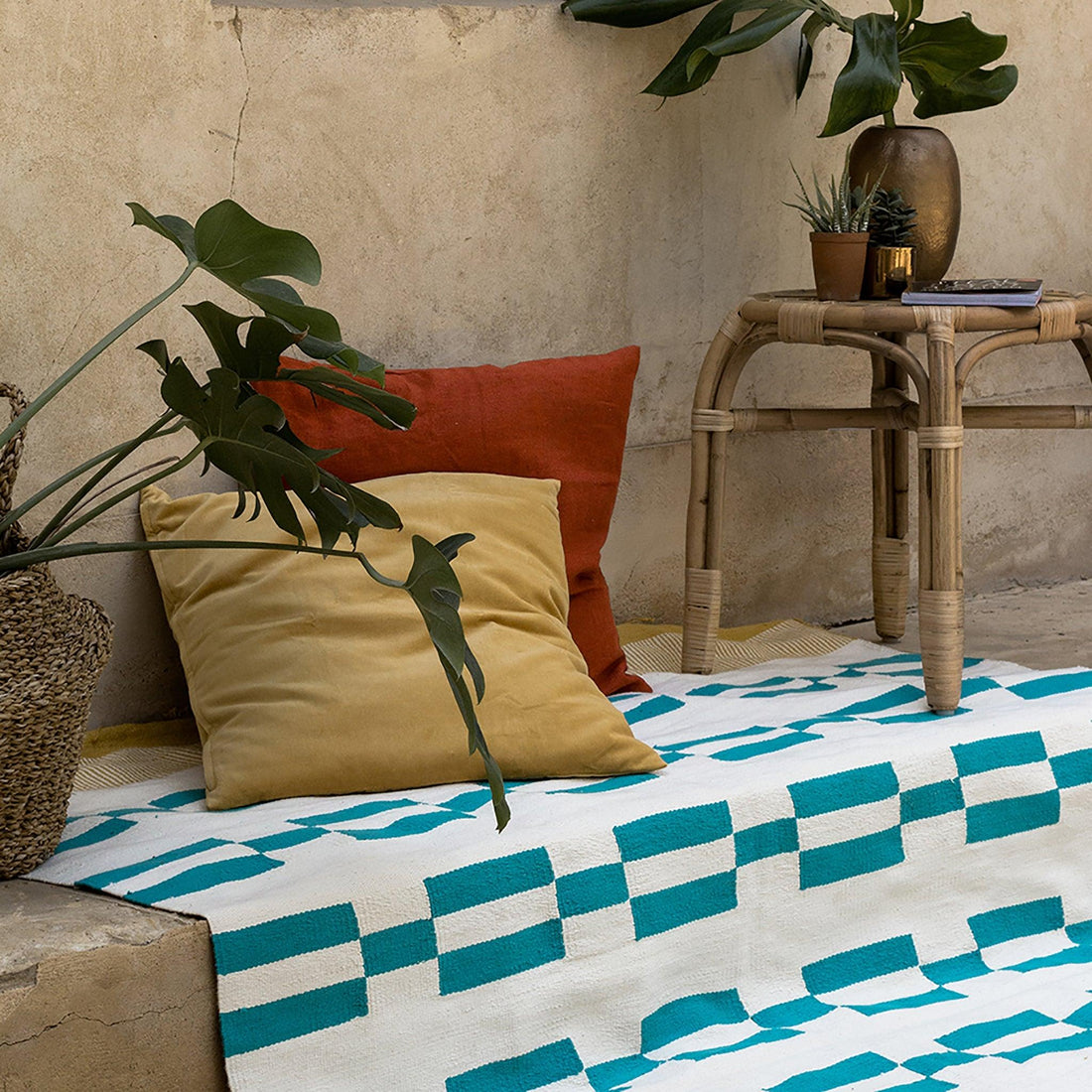 echo-teal-yellow-organic-cotton-rugs - 54kibo