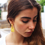 Formal Earrings Gold Pyramid - 54kibo