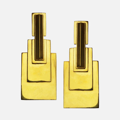 Formal Earrings Gold Pyramid - 54kibo