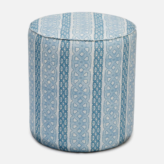 Geometric Blue Pouf Seating - 54kibo