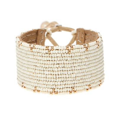 Glass Bead Bracelets White Gold - 54kibo