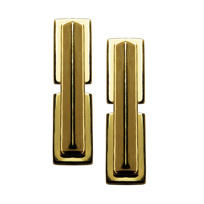 Gold Bar Earrings Two Storey - 54kibo
