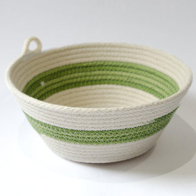 Green Stripe Coiled Cotton Basket - 54kibo