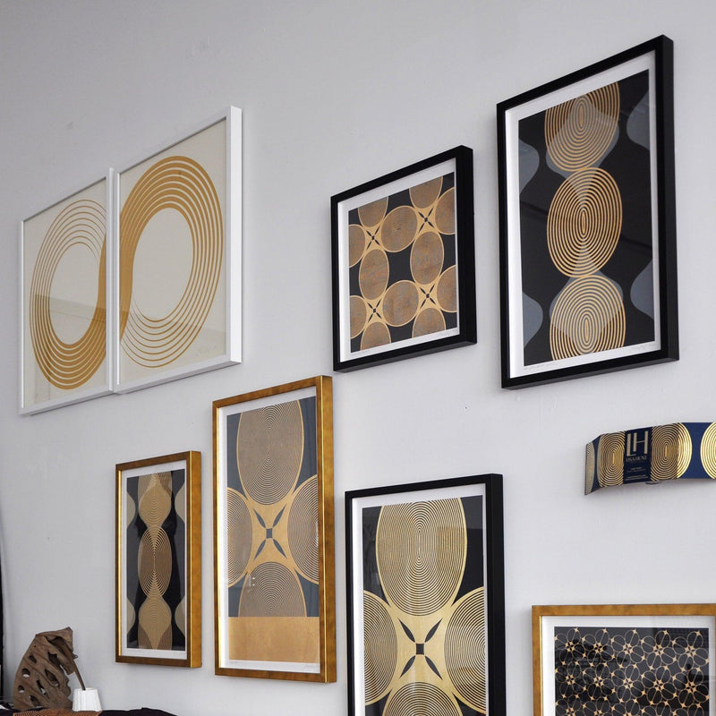 Infinity Navy Gold Wall Decor 2 Panels - 54kibo
