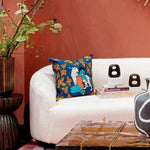 Lady Navy Blue Throw Pillows in a couch - 54kibo