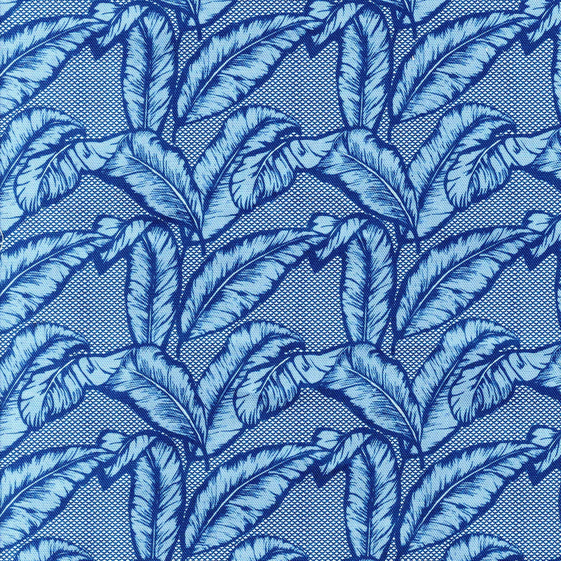 Leaf Blue Upholstery Fabric By The Yard - 54kibo