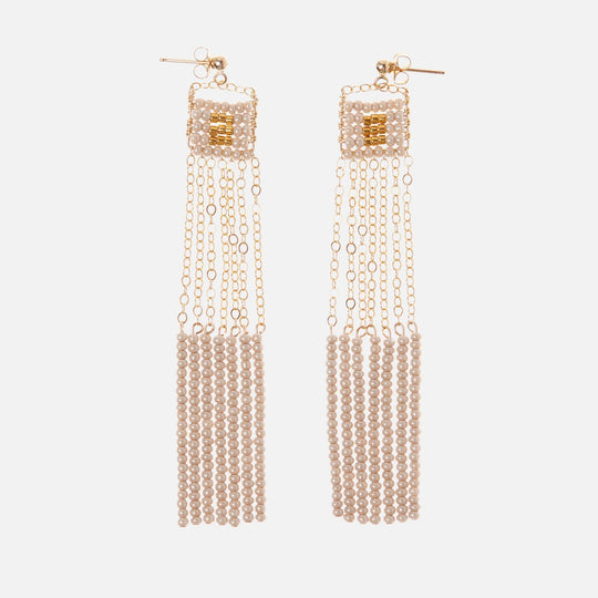 Long Beaded Earrings White - 54kibo