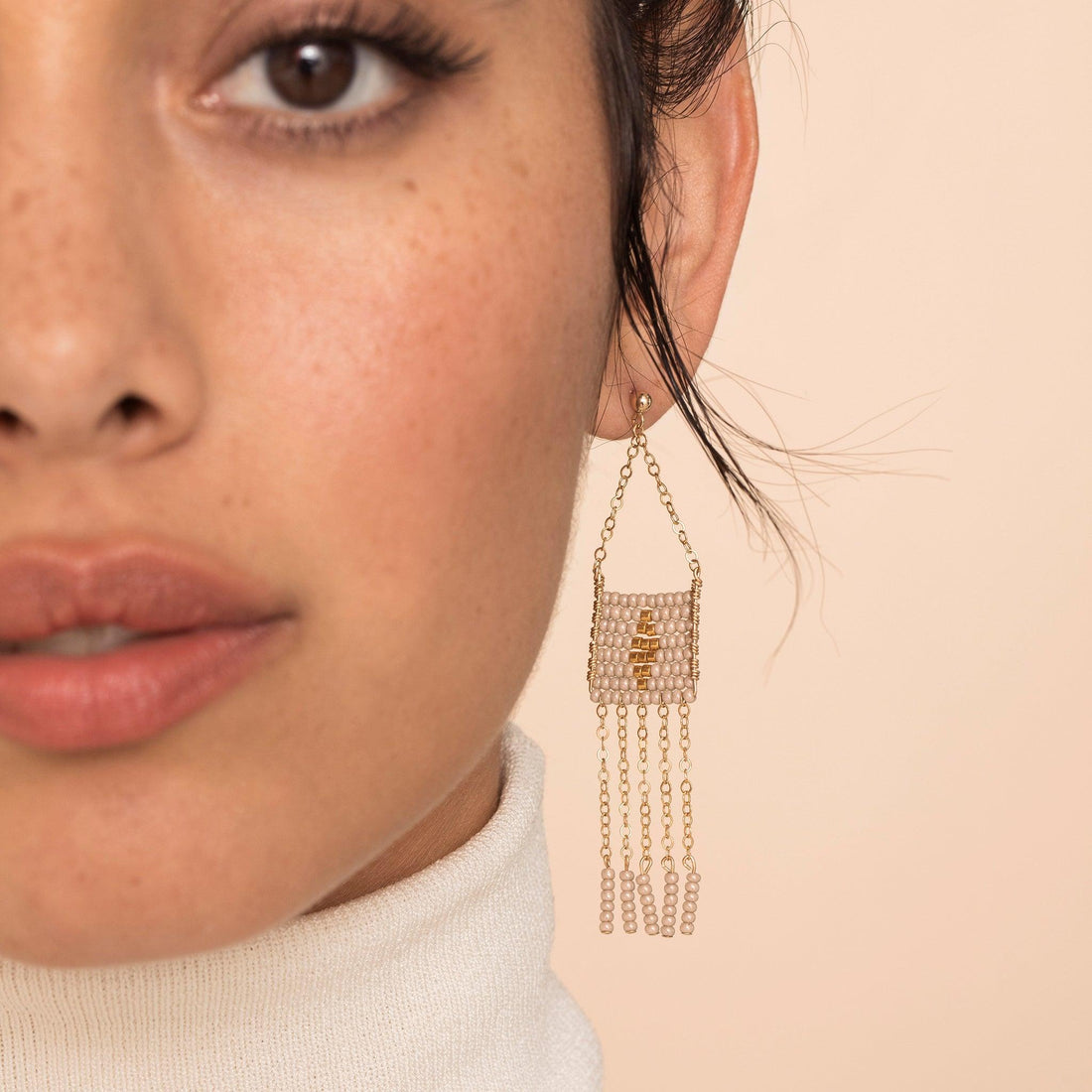 Long Beaded Earrings White - 54kibo