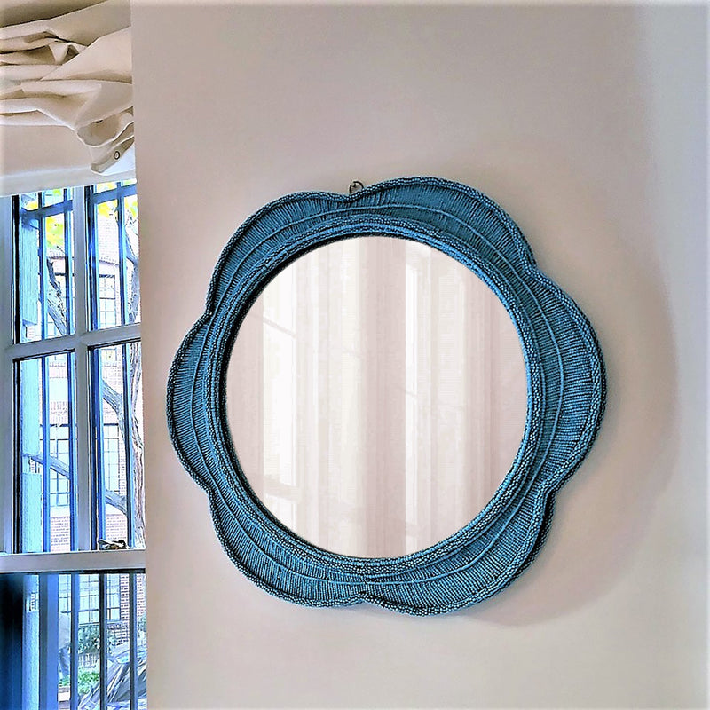 Naka Beaded Turquoise Artwork Mirror - 54kibo