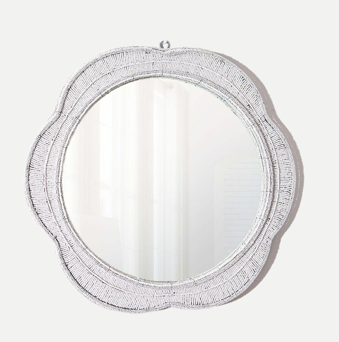 Naka White Beaded Mirror - 54kibo