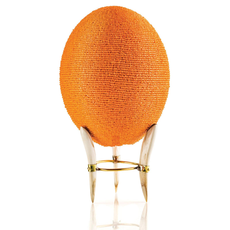 Orange Beaded Ostrich Egg Decor - 54kibo