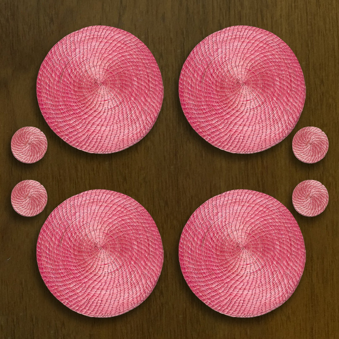 Pink Unique Placemats and Coasters 8 Set - 54kibo