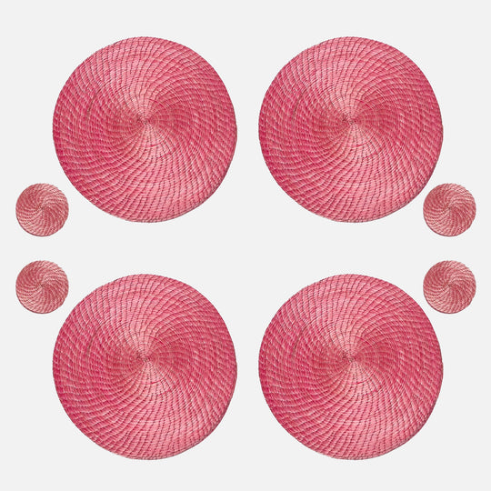 Pink Unique Placemats and Coasters 8 Set - 54kibo