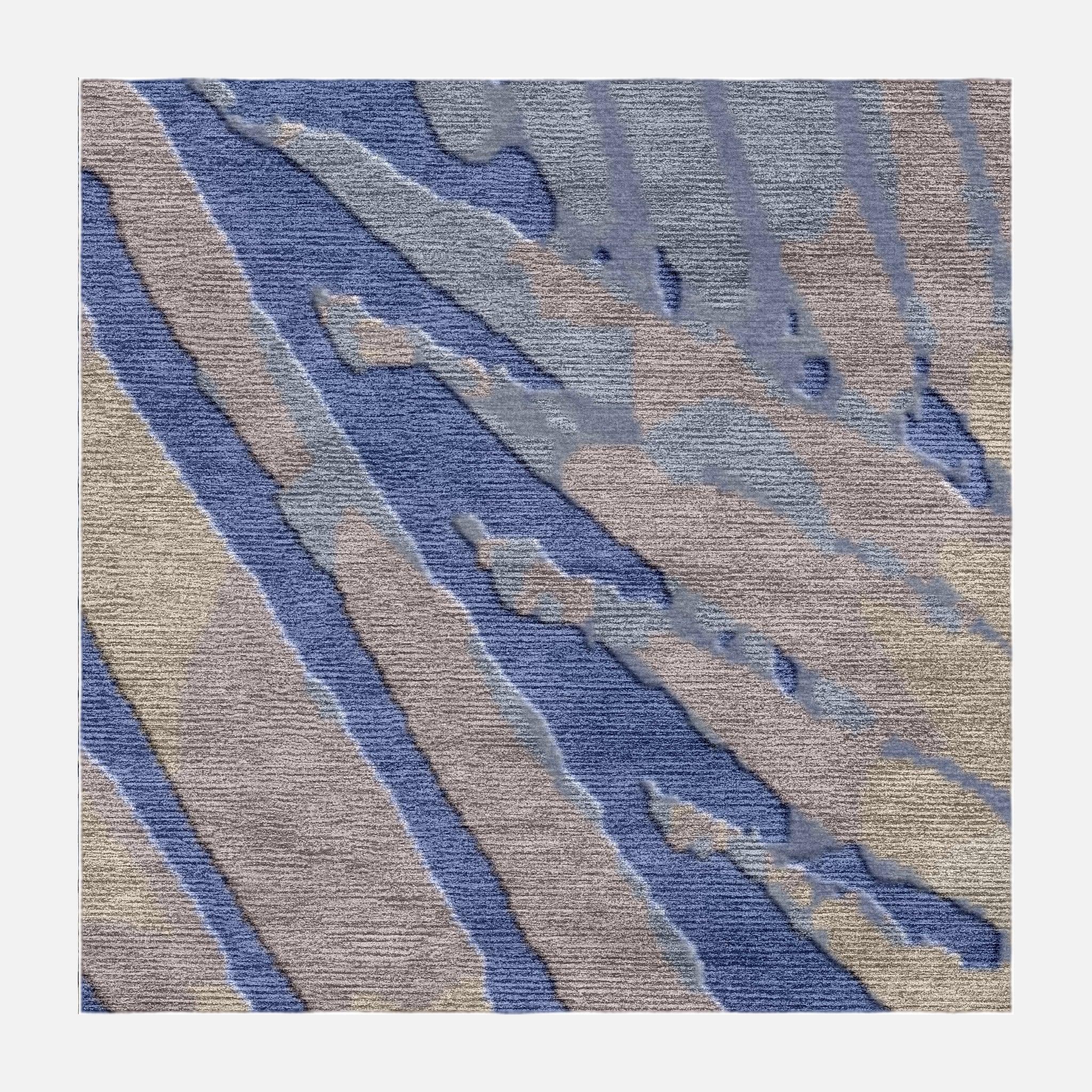 Sample 80 Knot Bamako Blue Silk Wool Rug - 54kibo