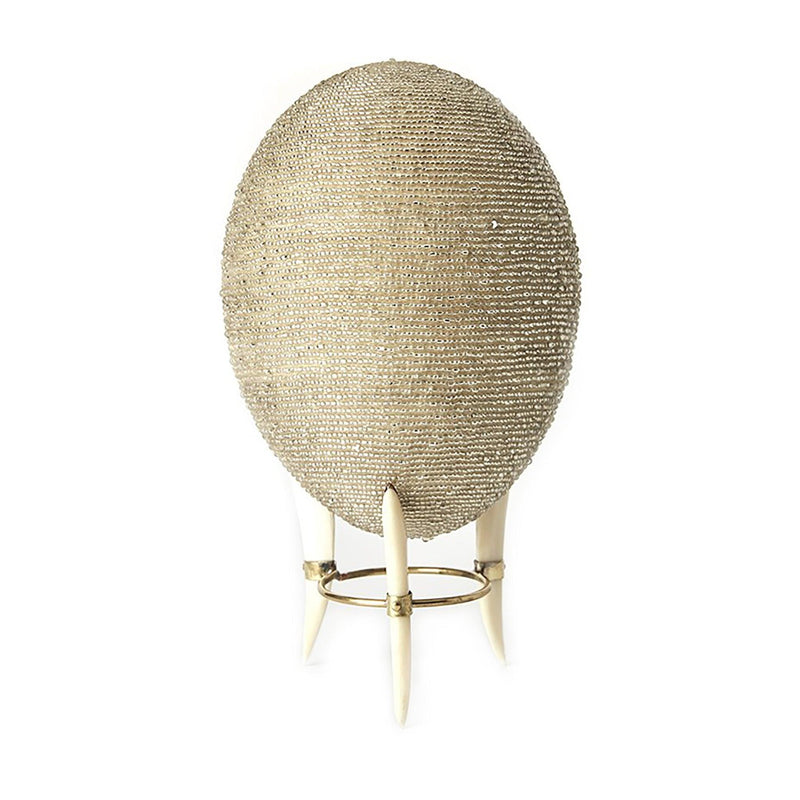 Silver Beaded Decorated Ostrich Egg - 54kibo
