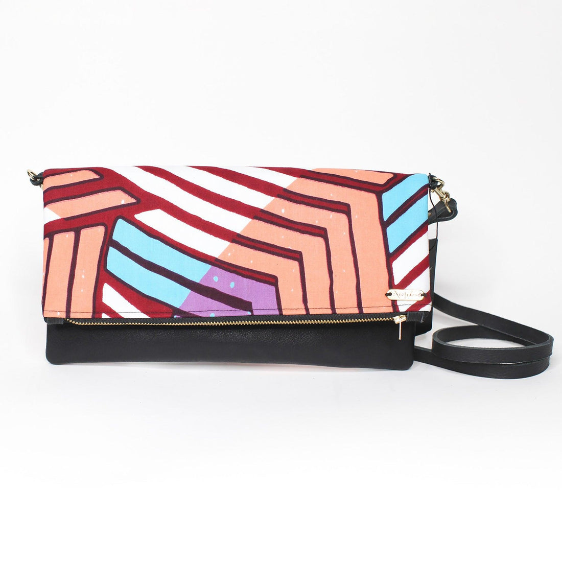 Small Leather Purses Ankara Striped - 54kibo