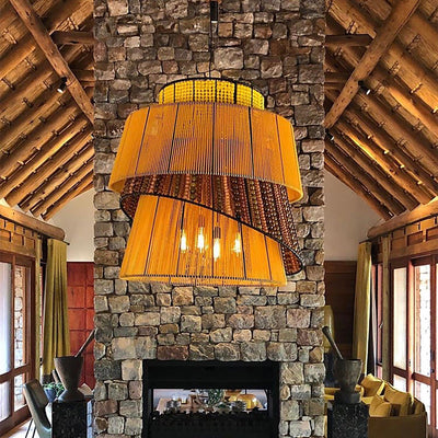 Stacked Marigold Oversized Long Chandelier - 54kibo