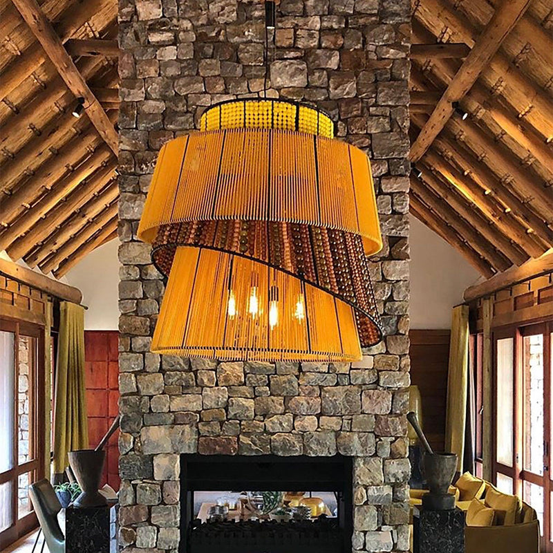 Stacked Marigold Oversized Long Chandelier - 54kibo