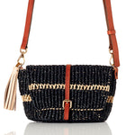 Straw Crossbody Bag Black Raffia - 54kibo