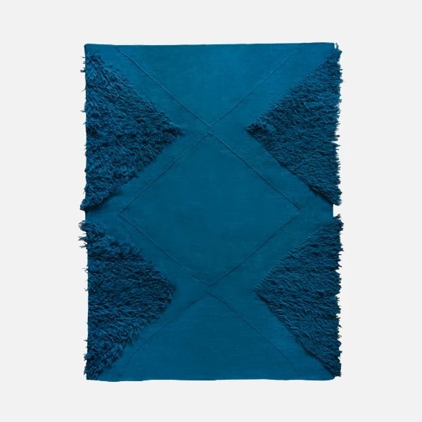 Teal Blue Wool Tufted Rug - 54kibo