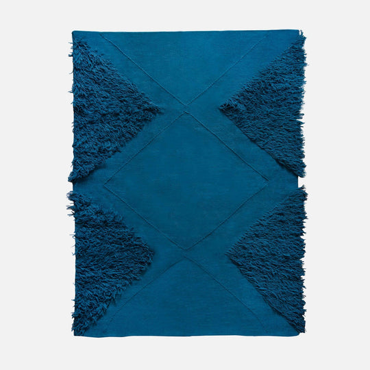 Teal Blue Wool Tufted Rug - 54kibo