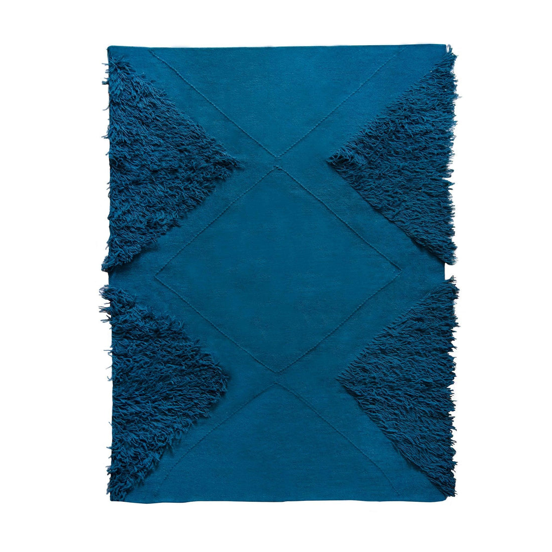 Teal Blue Wool Tufted Rug - 54kibo