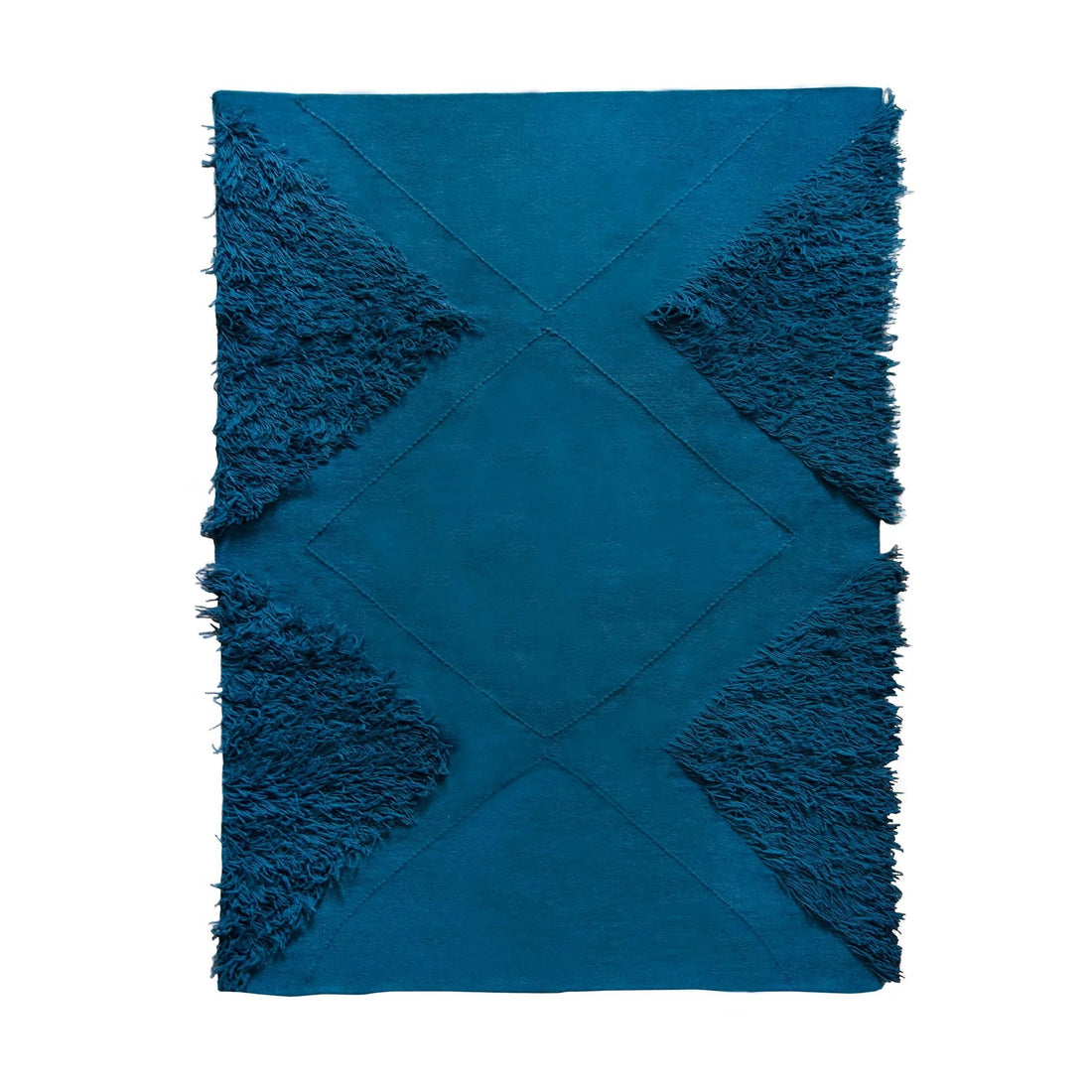 Teal Blue Wool Tufted Rug - 54kibo