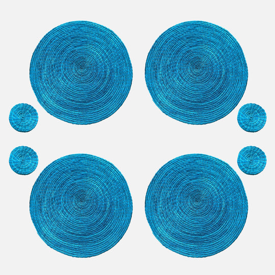 Teal Boho Placemats and Coasters 8 Set - 54kibo