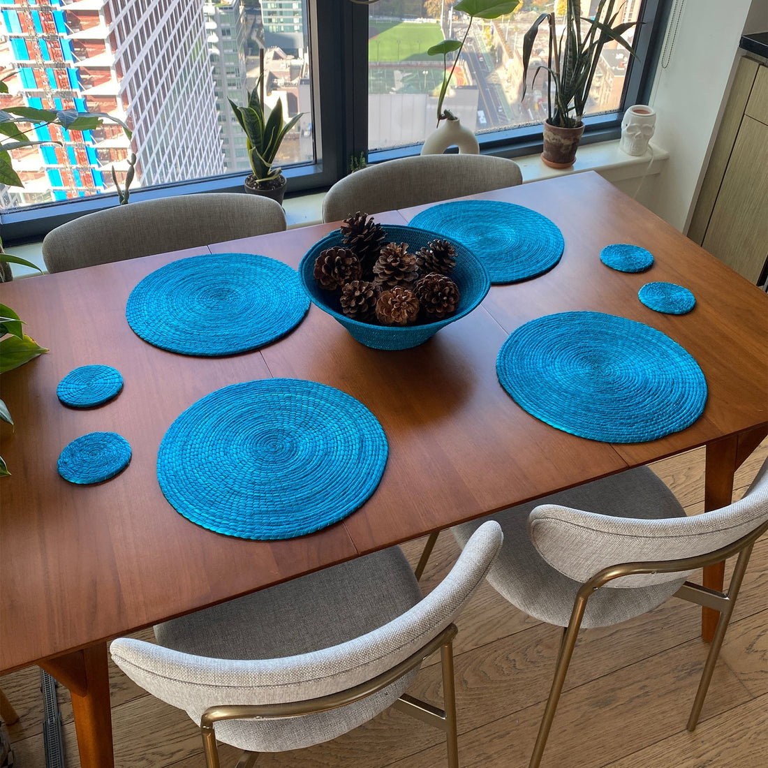 Teal Boho Placemats and Coasters 8 Set - 54kibo