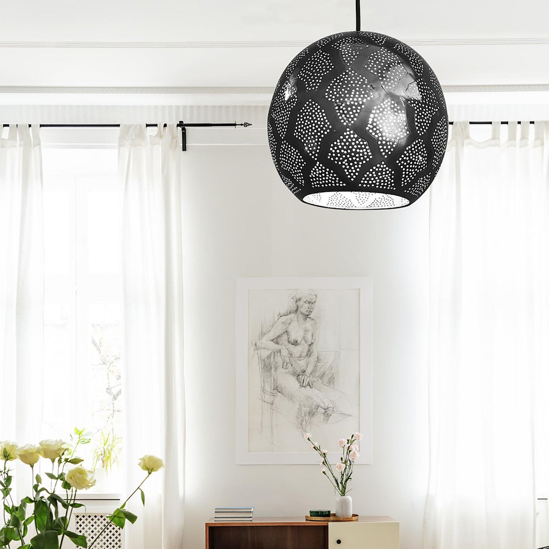 Warda Dome Ceiling Light in a living room - 54kibo