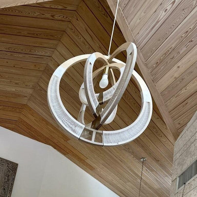 Wooden Chandelier Large White in use - 54kibo