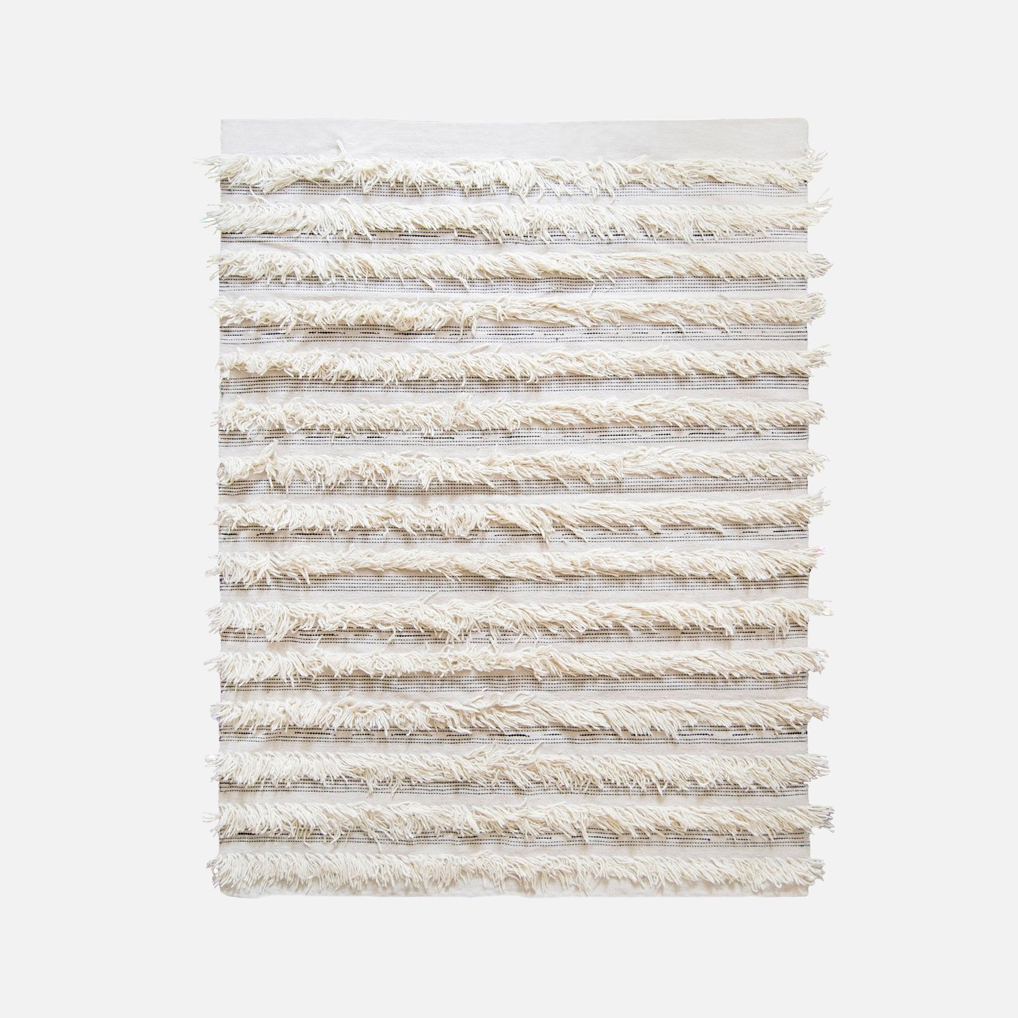 Wool Fringe Cream Rug - 54kibo