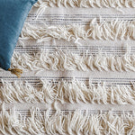 Wool Fringe Cream Rug - 54kibo