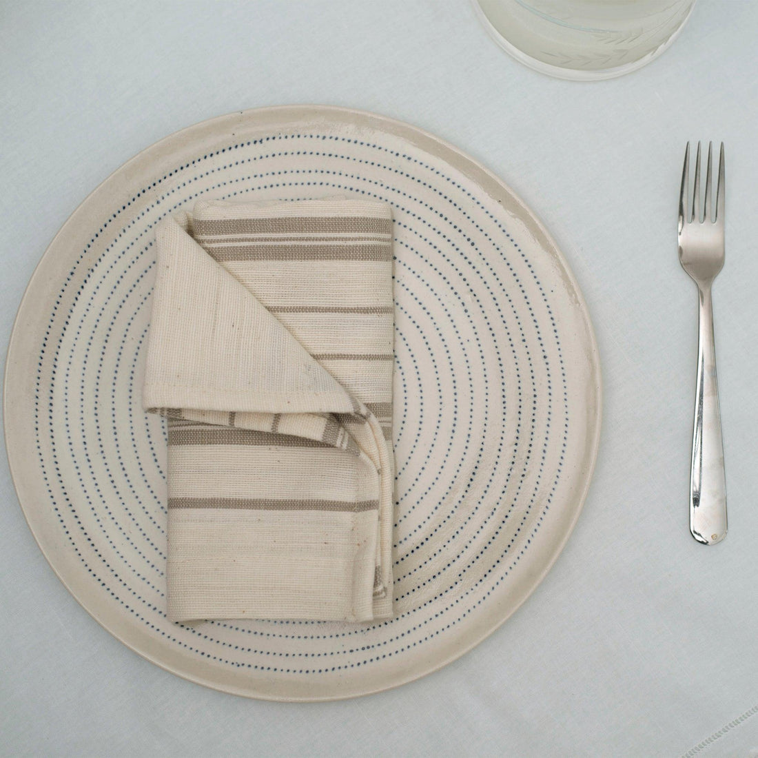 Zewd Cotton Napkins Set 4 Beige Stripe - 54kibo