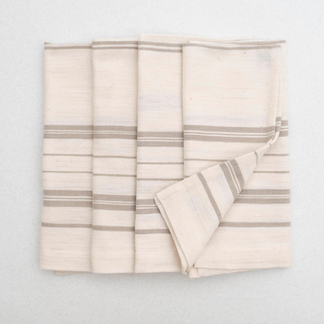 Zewd Cotton Napkins Set 4 Beige Stripe - 54kibo